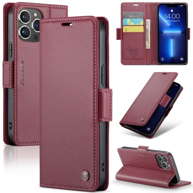 CaseMe 023 Butterfly Buckle Litchi Texture RFID Anti-theft Leather Phone Case For iPhone 13 For iPhone 13 mini