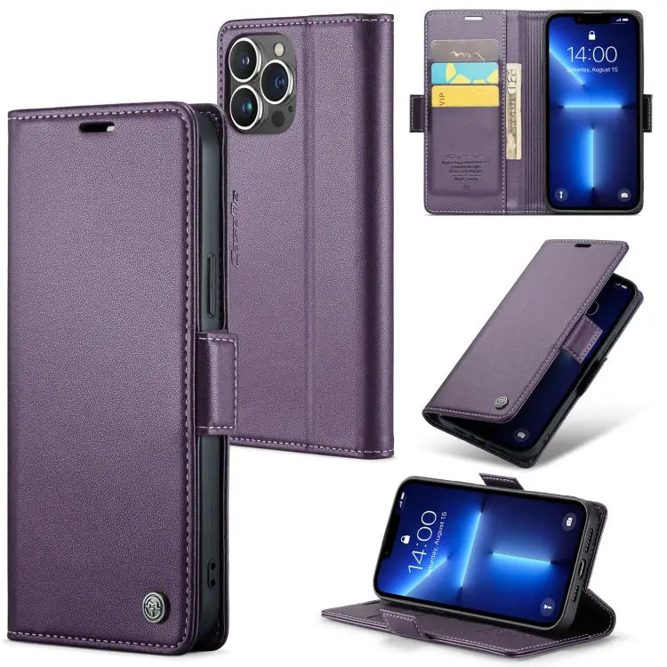 CaseMe 023 Butterfly Buckle Litchi Texture RFID Anti-theft Leather Phone Case For iPhone 13 For iPhone 13 mini