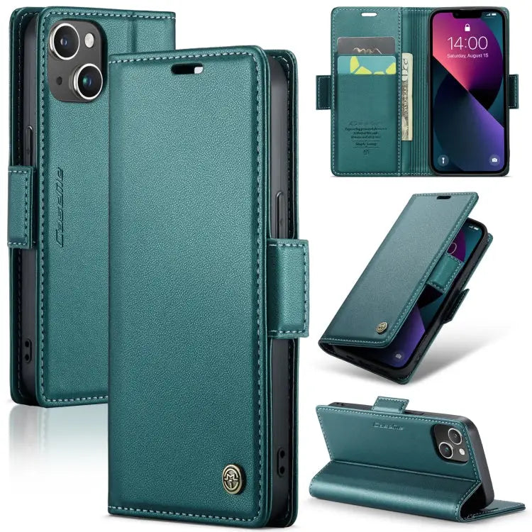 CaseMe 023 Butterfly Buckle Litchi Texture RFID Anti-theft Leather Phone Case For iPhone 13 For iPhone 13 mini
