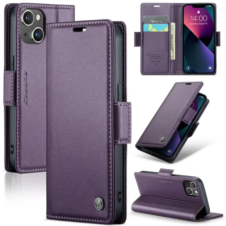 CaseMe 023 Butterfly Buckle Litchi Texture RFID Anti-theft Leather Phone Case For iPhone 13 For iPhone 13 mini