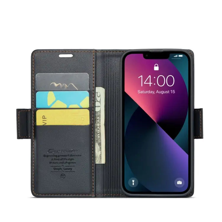 CaseMe 023 Butterfly Buckle Litchi Texture RFID Anti-theft Leather Phone Case For iPhone 13 For iPhone 13 mini