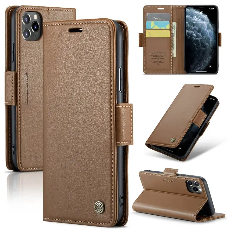 CaseMe 023 Butterfly Buckle Litchi Texture RFID Anti-theft Leather Phone Case For iPhone 11 Pro For iPhone 11 Pro Max