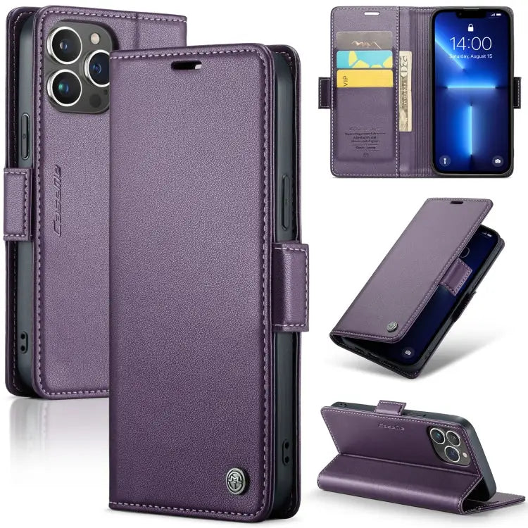 CaseMe 023 Butterfly Buckle Litchi Texture RFID Anti-theft Leather Phone Case For iPhone 13 For iPhone 13 mini