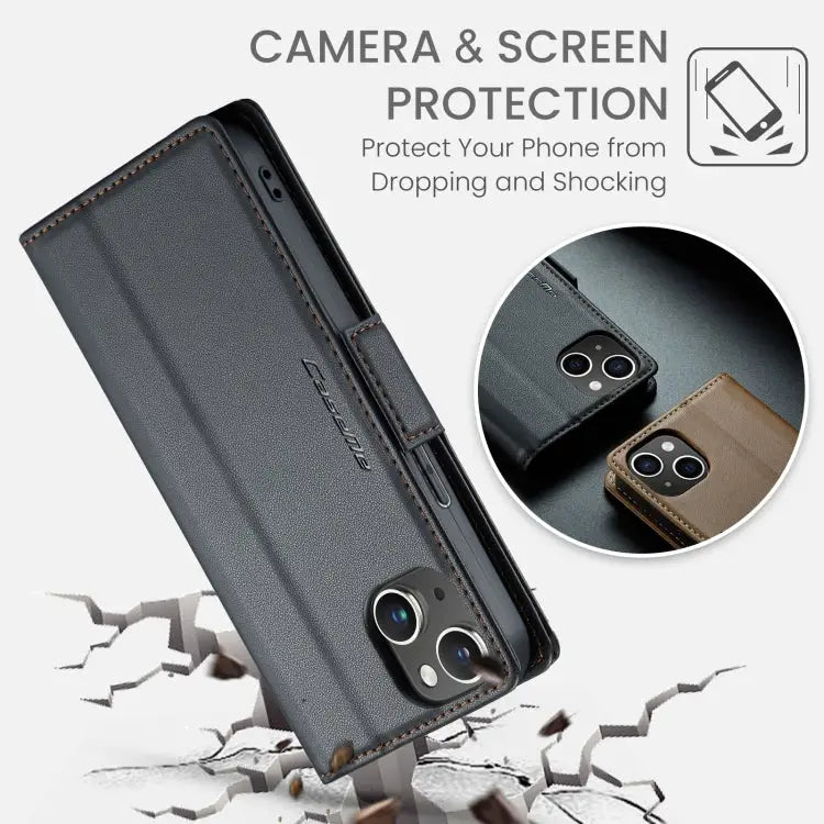 CaseMe 023 Butterfly Buckle Litchi Texture RFID Anti-theft Leather Phone Case For iPhone 13 For iPhone 13 mini
