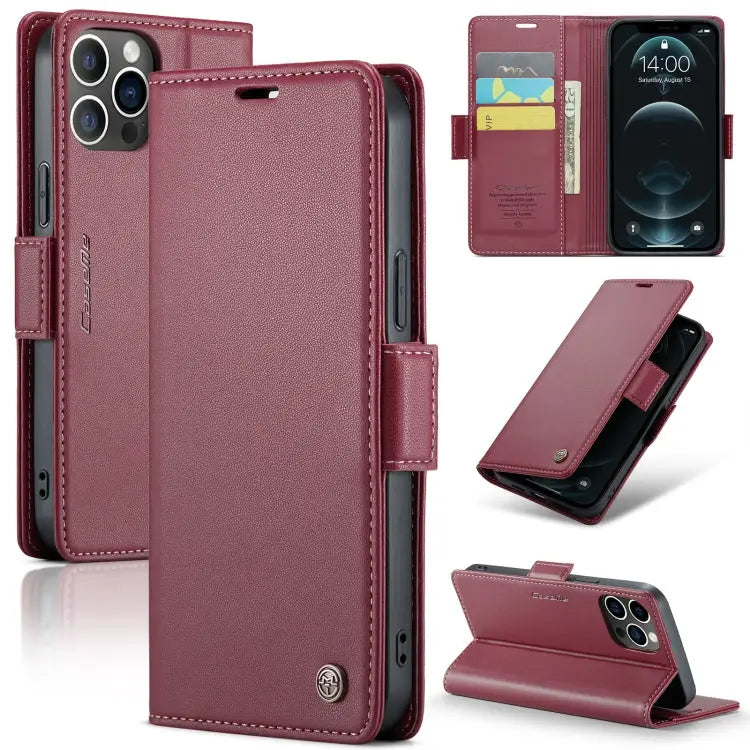 CaseMe 023 Butterfly Buckle Litchi Texture RFID Anti-theft Leather Phone Case For iPhone 12 / 12 Pro For iPhone 12 Pro
