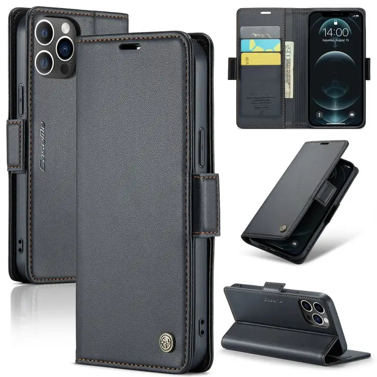 CaseMe 023 Butterfly Buckle Litchi Texture RFID Anti-theft Leather Phone Case For iPhone 12 / 12 Pro For iPhone 12 Pro