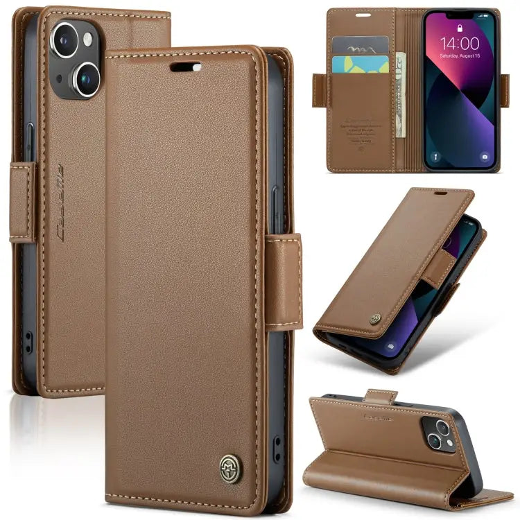 CaseMe 023 Butterfly Buckle Litchi Texture RFID Anti-theft Leather Phone Case For iPhone 13 For iPhone 13 mini