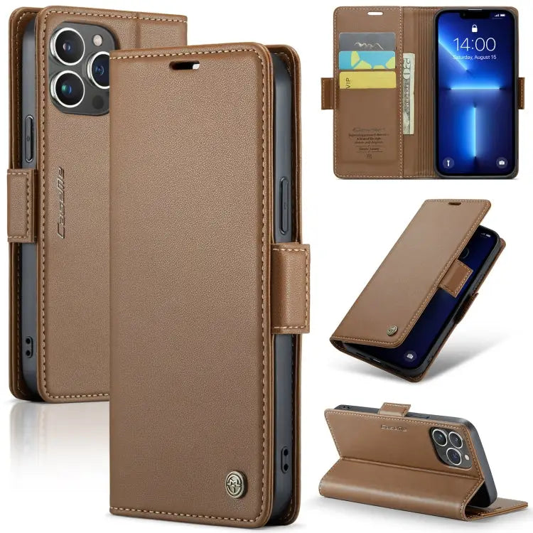 CaseMe 023 Butterfly Buckle Litchi Texture RFID Anti-theft Leather Phone Case For iPhone 13 For iPhone 13 mini