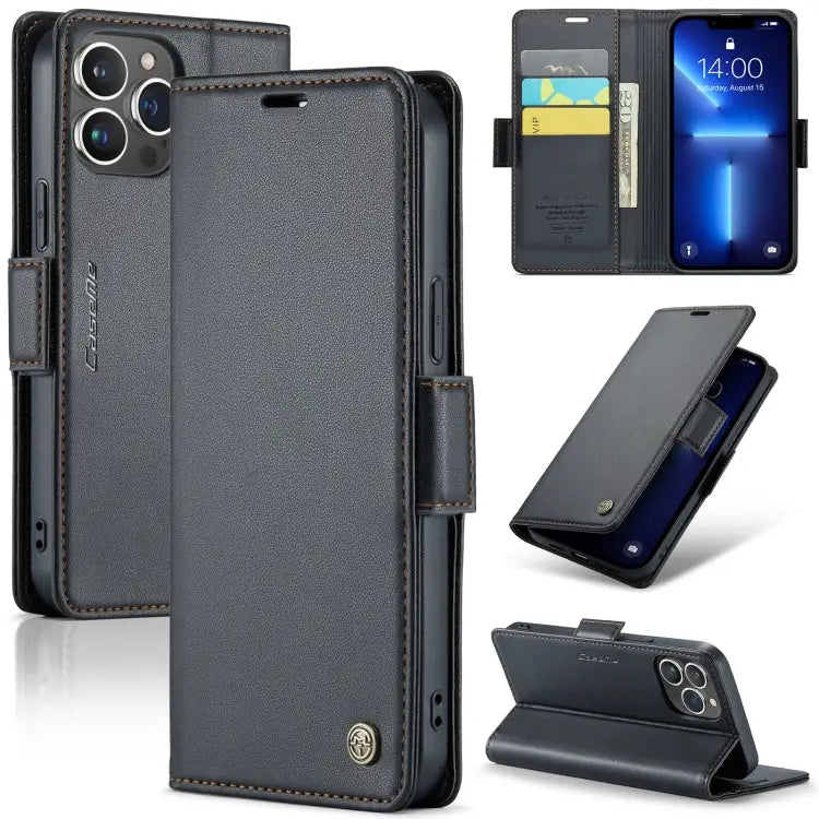 CaseMe 023 Butterfly Buckle Litchi Texture RFID Anti-theft Leather Phone Case For iPhone 13 For iPhone 13 mini