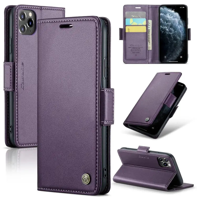 CaseMe 023 Butterfly Buckle Litchi Texture RFID Anti-theft Leather Phone Case For iPhone 11 Pro For iPhone 11 Pro Max