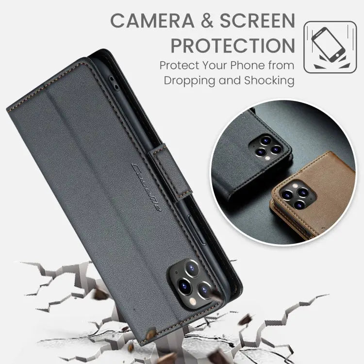 CaseMe 023 Butterfly Buckle Litchi Texture RFID Anti-theft Leather Phone Case For iPhone 11 Pro For iPhone 11 Pro Max