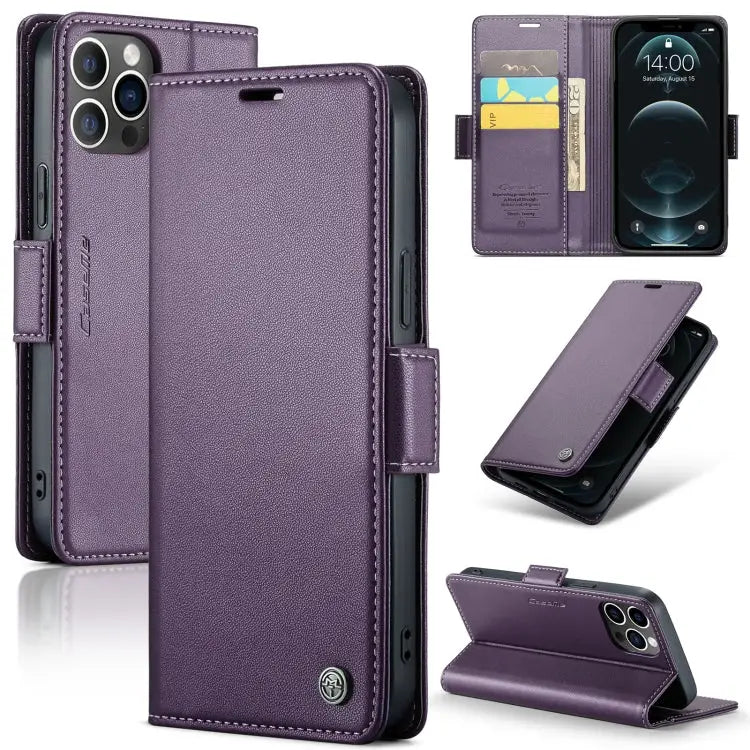 CaseMe 023 Butterfly Buckle Litchi Texture RFID Anti-theft Leather Phone Case For iPhone 12 / 12 Pro For iPhone 12 Pro