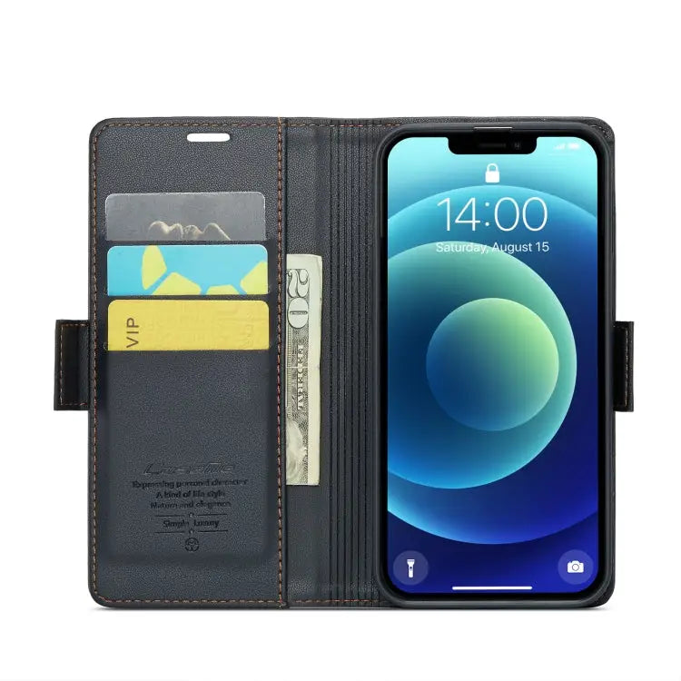 CaseMe 023 Butterfly Buckle Litchi Texture RFID Anti-theft Leather Phone Case For iPhone 12 / 12 Pro For iPhone 12 Pro