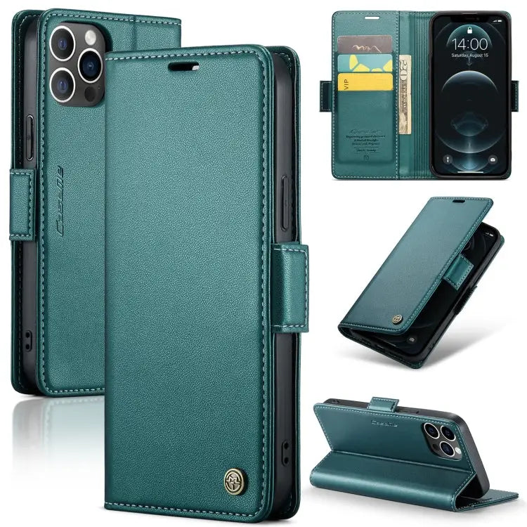 CaseMe 023 Butterfly Buckle Litchi Texture RFID Anti-theft Leather Phone Case For iPhone 12 / 12 Pro For iPhone 12 Pro