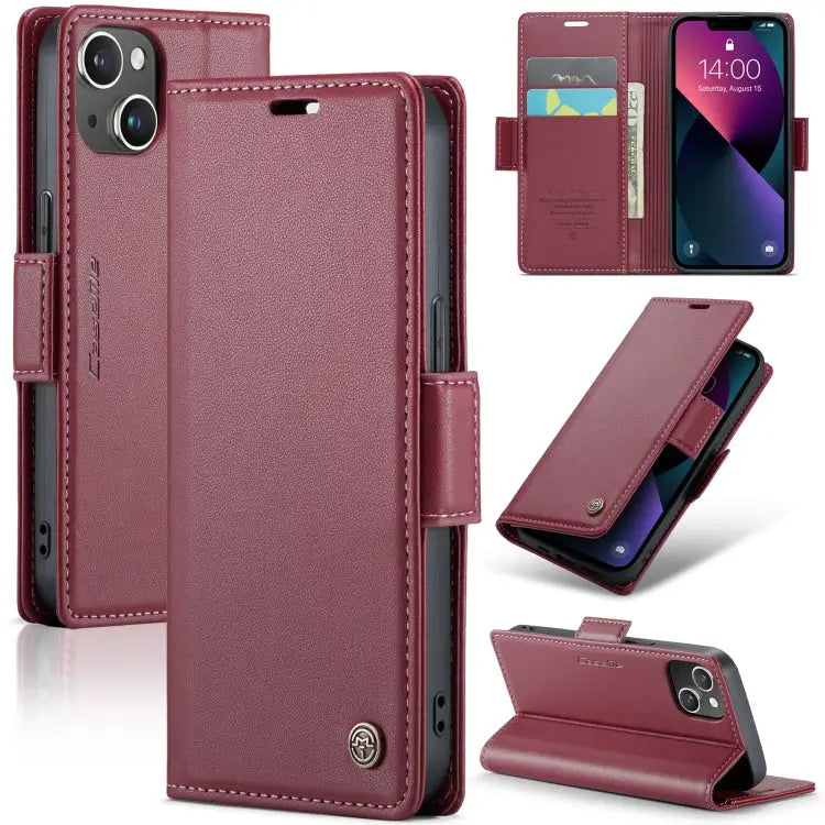 CaseMe 023 Butterfly Buckle Litchi Texture RFID Anti-theft Leather Phone Case For iPhone 13 For iPhone 13 mini