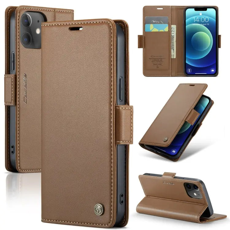CaseMe 023 Butterfly Buckle Litchi Texture RFID Anti-theft Leather Phone Case For iPhone 12 / 12 Pro For iPhone 12 Pro