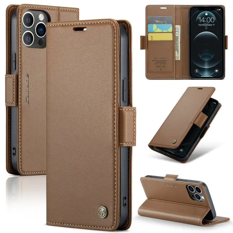 CaseMe 023 Butterfly Buckle Litchi Texture RFID Anti-theft Leather Phone Case For iPhone 12 / 12 Pro For iPhone 12 Pro