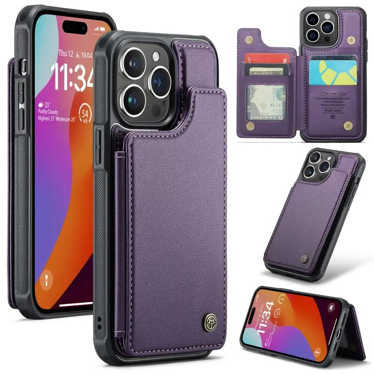 CaseMe C22 Card Slots Holder RFID Anti-theft Phone Case For iPhone 15 Pro Max For iPhone 15 Pro For iPhone 15 Plus