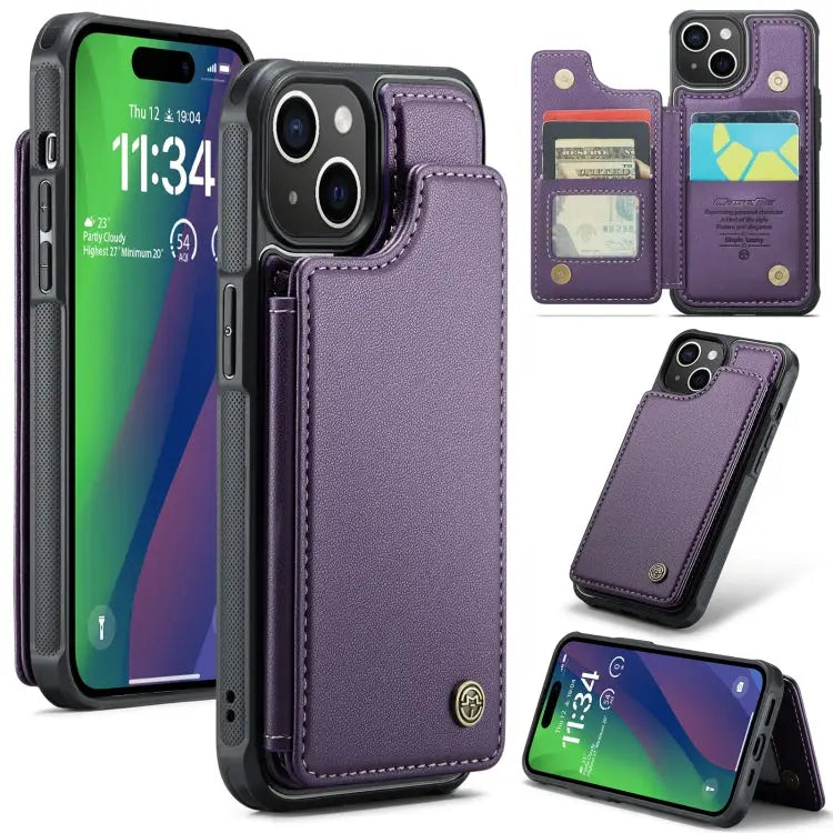 CaseMe C22 Card Slots Holder RFID Anti-theft Phone Case For iPhone 15 Pro Max For iPhone 15 Pro For iPhone 15 Plus