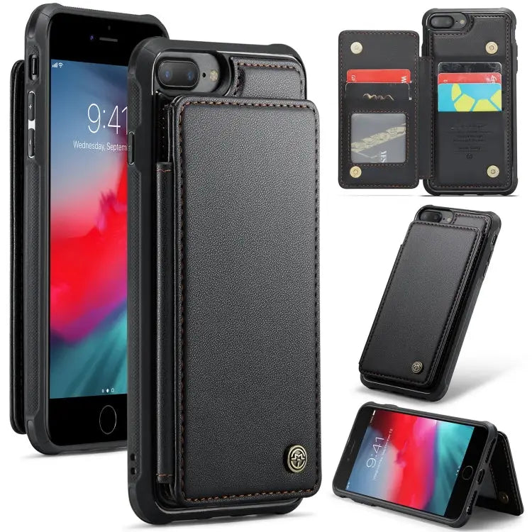 CaseMe C22 Card Slots Holder RFID Anti-theft Phone Case For iPhone 8 Plus / 7 Plus - For iPhone 8 Plus / 7 Plus / Black