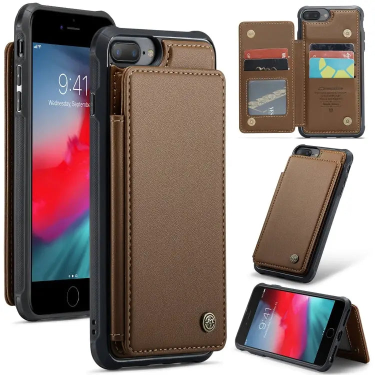 CaseMe C22 Card Slots Holder RFID Anti-theft Phone Case For iPhone 8 Plus / 7 Plus - For iPhone 8 Plus / 7 Plus / Brown