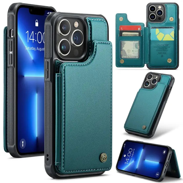 CaseMe C22 Card Slots Holder RFID Anti-theft Phone Case For iPhone SE 2022 / SE 2020 For iPhone 13 Pro Max For iPhone