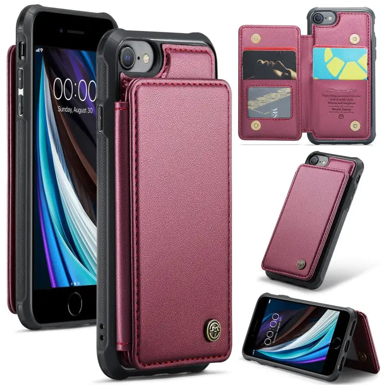 CaseMe C22 Card Slots Holder RFID Anti-theft Phone Case For iPhone SE 2022 / SE 2020 For iPhone 13 Pro Max For iPhone