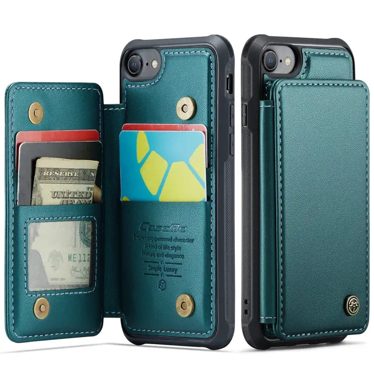 CaseMe C22 Card Slots Holder RFID Anti-theft Phone Case For iPhone SE 2022 / SE 2020 For iPhone 13 Pro Max For iPhone