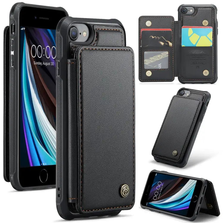 CaseMe C22 Card Slots Holder RFID Anti-theft Phone Case For iPhone SE 2022 / SE 2020 For iPhone 13 Pro Max For iPhone