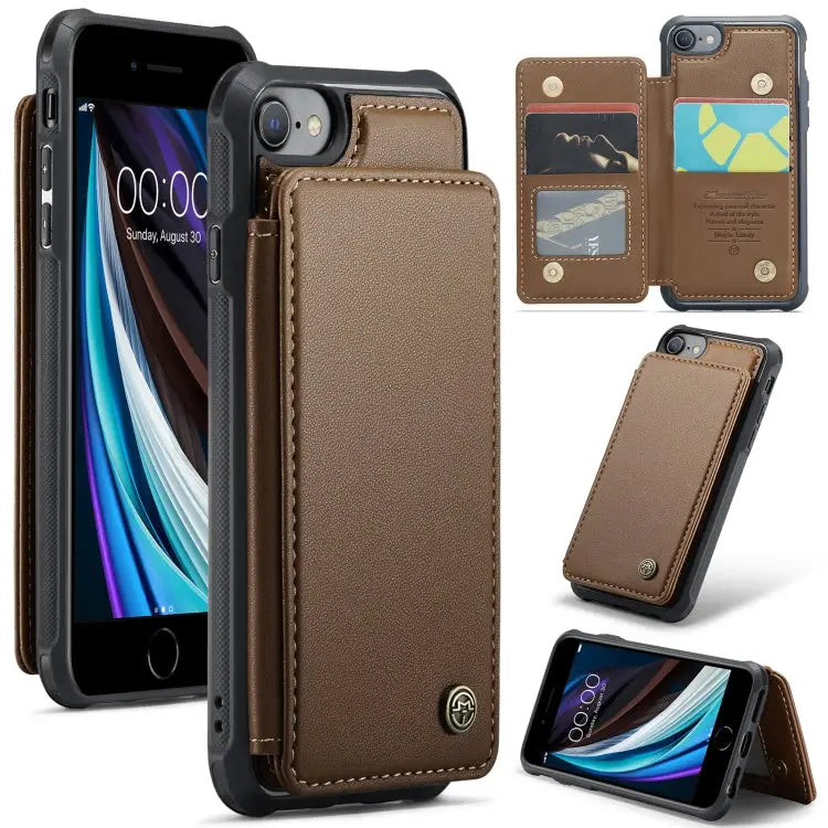 CaseMe C22 Card Slots Holder RFID Anti-theft Phone Case For iPhone SE 2022 / SE 2020 For iPhone 13 Pro Max For iPhone