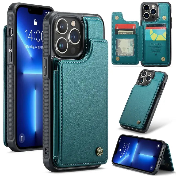 CaseMe C22 Card Slots Holder RFID Anti-theft Phone Case For iPhone SE 2022 / SE 2020 For iPhone 13 Pro Max For iPhone