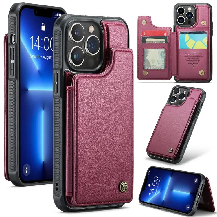 CaseMe C22 Card Slots Holder RFID Anti-theft Phone Case For iPhone SE 2022 / SE 2020 For iPhone 13 Pro Max For iPhone