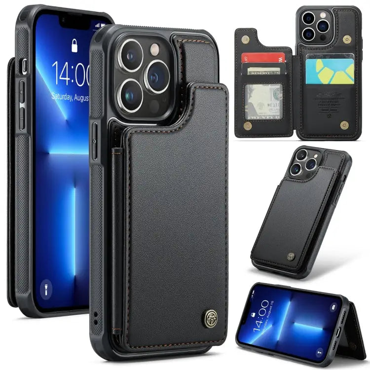 CaseMe C22 Card Slots Holder RFID Anti-theft Phone Case For iPhone SE 2022 / SE 2020 For iPhone 13 Pro Max For iPhone