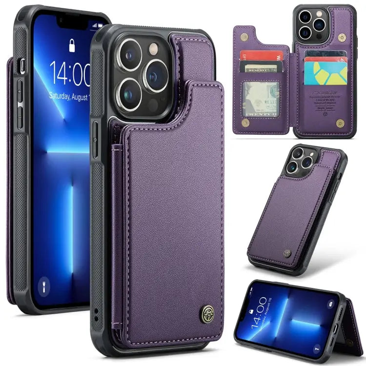 CaseMe C22 Card Slots Holder RFID Anti-theft Phone Case For iPhone SE 2022 / SE 2020 For iPhone 13 Pro Max For iPhone