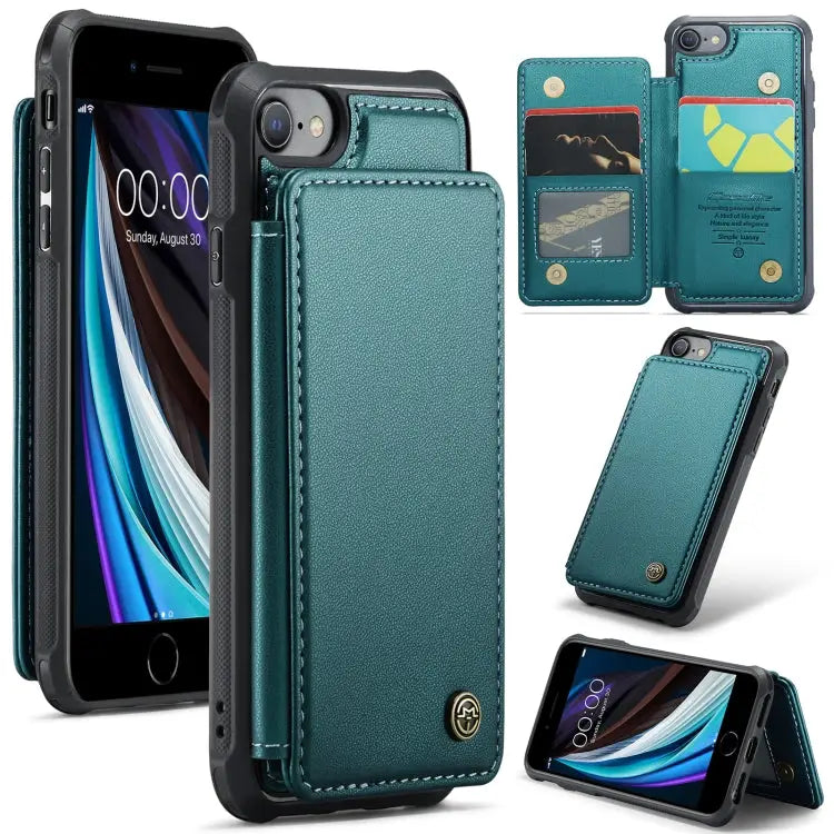 CaseMe C22 Card Slots Holder RFID Anti-theft Phone Case For iPhone SE 2022 / SE 2020 For iPhone 13 Pro Max For iPhone