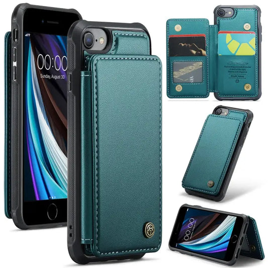 CaseMe C22 Card Slots Holder RFID Anti-theft Phone Case For iPhone SE 2022 / SE 2020 For iPhone 13 Pro Max For iPhone