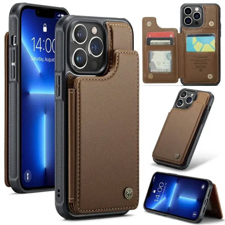 CaseMe C22 Card Slots Holder RFID Anti-theft Phone Case For iPhone SE 2022 / SE 2020 For iPhone 13 Pro Max For iPhone