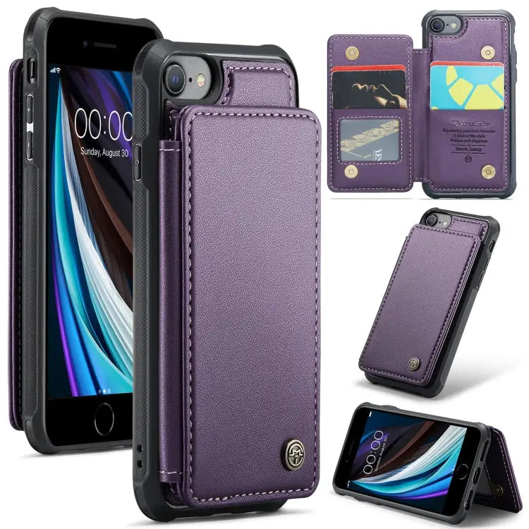 CaseMe C22 Card Slots Holder RFID Anti-theft Phone Case For iPhone SE 2022 / SE 2020 For iPhone 13 Pro Max For iPhone