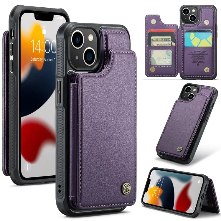 CaseMe C22 Card Slots Holder RFID Anti-theft Phone Case For iPhone SE 2022 / SE 2020 For iPhone 13 Pro Max For iPhone