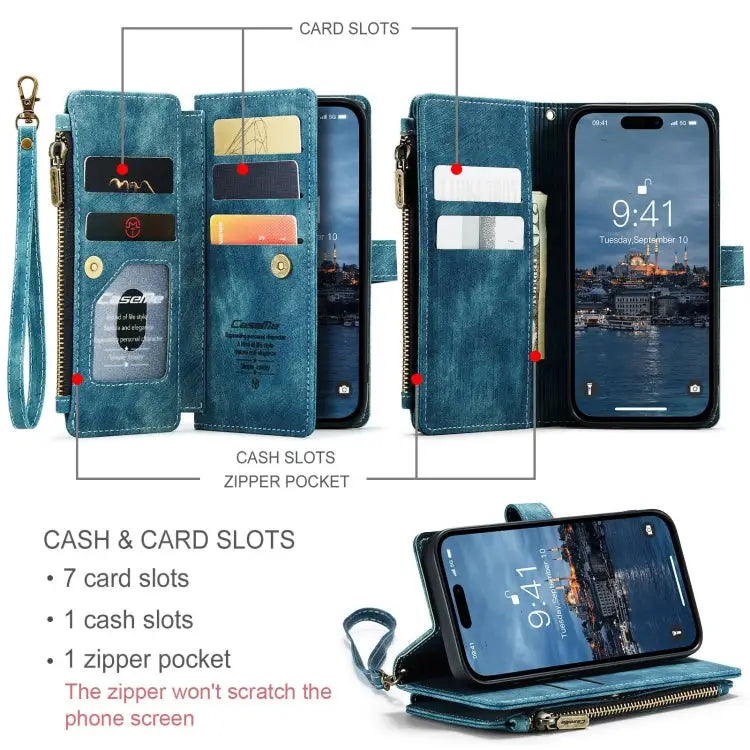 CaseMe C30 Multifunctional Leather Phone Case For iPhone 15 Pro Max For iPhone 15 Pro For iPhone 15 Plus For iPhone 15