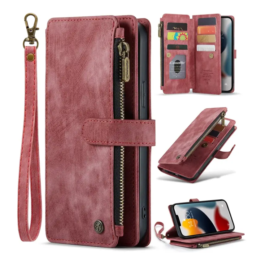 CaseMe-C30 PU + TPU Multifunctional Horizontal Flip Leather Case with Holder & Card Slot & Wallet & Zipper Pocket