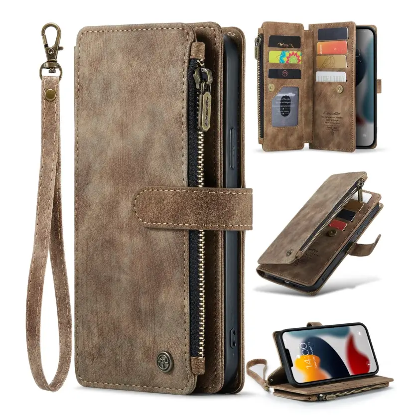 CaseMe-C30 PU + TPU Multifunctional Horizontal Flip Leather Case with Holder & Card Slot & Wallet & Zipper Pocket