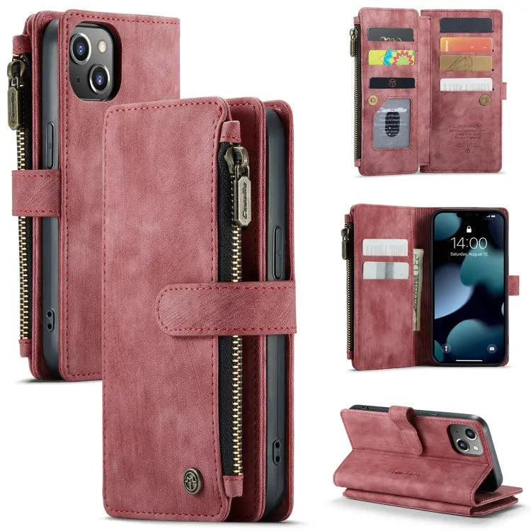 CaseMe-C30 PU + TPU Multifunctional Horizontal Flip Leather Case with Holder & Card Slot & Wallet & Zipper Pocket