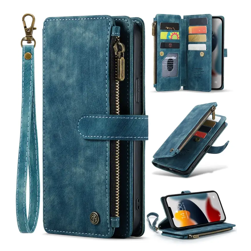 CaseMe-C30 PU + TPU Multifunctional Horizontal Flip Leather Case with Holder & Card Slot & Wallet & Zipper Pocket