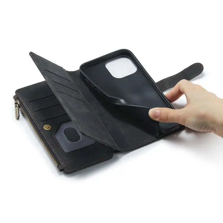 CaseMe-C30 PU + TPU Multifunctional Horizontal Flip Leather Case with Holder & Card Slot & Wallet & Zipper Pocket