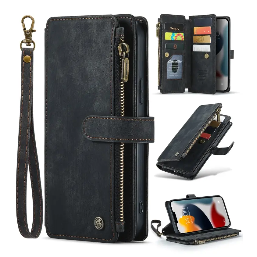 CaseMe-C30 PU + TPU Multifunctional Horizontal Flip Leather Case with Holder & Card Slot & Wallet & Zipper Pocket