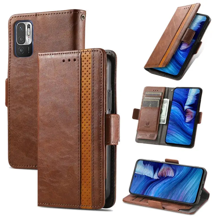 CaseNeo Business Splicing Dual Magnetic Buckle Horizontal Flip PU Leather Case with Holder & Card Slots & Wallet