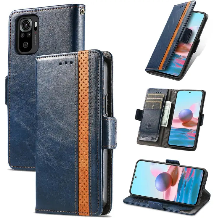 CaseNeo Business Splicing Dual Magnetic Buckle Horizontal Flip PU Leather Case with Holder & Card Slots & Wallet