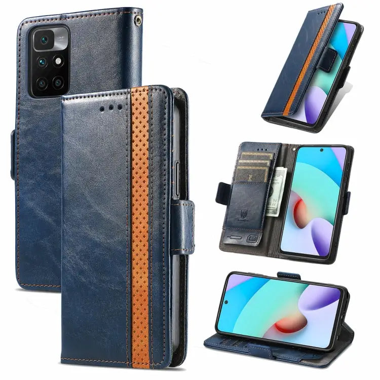 CaseNeo Business Splicing Dual Magnetic Buckle Horizontal Flip PU Leather Case with Holder & Card Slots & Wallet