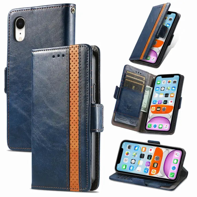 CaseNeo Business Splicing Dual Magnetic Buckle Horizontal Flip PU Leather Case with Holder & Card Slots & Wallet